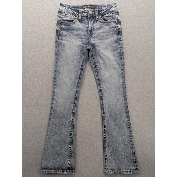 Stella in dreams Jeans Womens 9/29 Blue Bootcut Embroidered Western Bull Skull - Picture 1 of 16